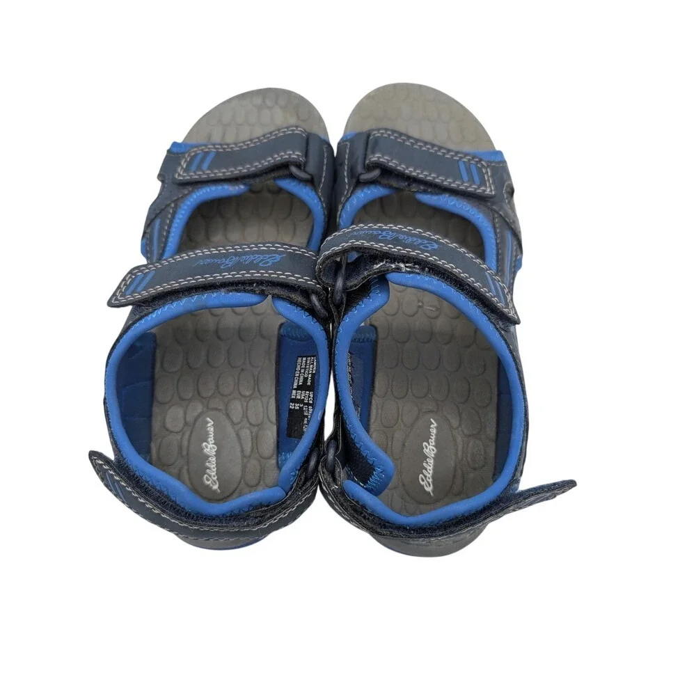 Eddie Bauer Kids Boys‎ Navy Blue Gray Sport Sandals Hook and Loop Size [SIZE]
